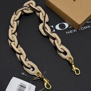 Coach Leather Chain Strap | Cream/Ivory w/Black Trim | Brass Hardware NWT